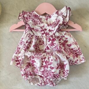 Janie and Jack Pink Floral Diaper Cover Set